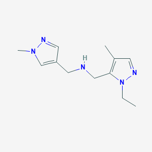 molecular formula C12H19N5 B11753306 [(1-ethyl-4-methyl-1H-pyrazol-5-yl)methyl][(1-methyl-1H-pyrazol-4-yl)methyl]amine 