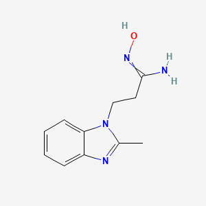 molecular formula C11H14N4O B11753372 (1E)-N'-Hydroxy-3-(2-methyl-1H-benzimidazol-1-yl)propanimidamide 