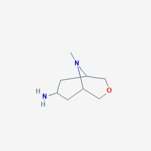 molecular formula C8H16N2O B11753412 9-Methyl-3-oxa-9-azabicyclo[3.3.1]nonan-7-amine 