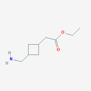 molecular formula C9H17NO2 B11753566 Ethyl 2-(3-(aminomethyl)cyclobutyl)acetate 