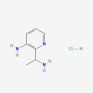molecular formula C7H12ClN3 B11753587 2-(1-Aminoethyl)pyridin-3-amine hydrochloride 