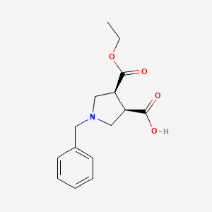 molecular formula C15H19NO4 B11753758 (3R,4S)-1-benzyl-4-(ethoxycarbonyl)pyrrolidine-3-carboxylic acid 