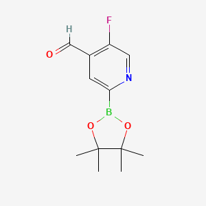 molecular formula C12H15BFNO3 B11753896 5-Fluoro-2-(tetramethyl-1,3,2-dioxaborolan-2-yl)pyridine-4-carbaldehyde 