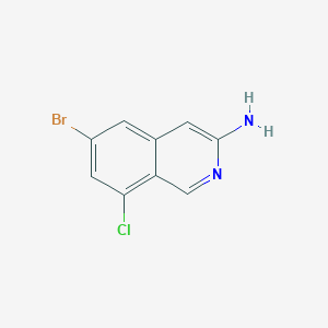 molecular formula C9H6BrClN2 B11753938 6-Bromo-8-chloroisoquinolin-3-amine 