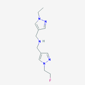 molecular formula C12H18FN5 B11753985 [(1-ethyl-1H-pyrazol-4-yl)methyl]({[1-(2-fluoroethyl)-1H-pyrazol-4-yl]methyl})amine 