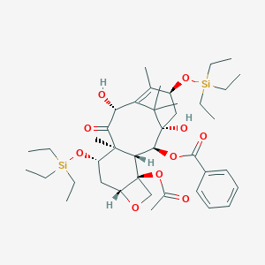molecular formula C41H64O10Si2 B117540 [(1S,2S,3R,4S,7R,9S,10S,12R,15S)-4-Acetyloxy-1,12-dihydroxy-10,14,17,17-tetramethyl-11-oxo-9,15-bis(triethylsilyloxy)-6-oxatetracyclo[11.3.1.03,10.04,7]heptadec-13-en-2-yl] benzoate CAS No. 183133-99-5