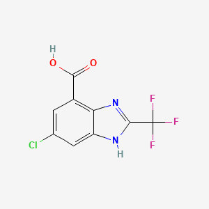 molecular formula C9H4ClF3N2O2 B11754153 6-Chloro-2-(trifluoromethyl)-1H-benzo[d]imidazole-4-carboxylic acid 