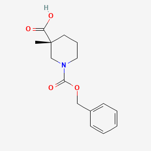 molecular formula C15H19NO4 B11754262 (R)-1-((Benzyloxy)carbonyl)-3-methylpiperidine-3-carboxylic acid 