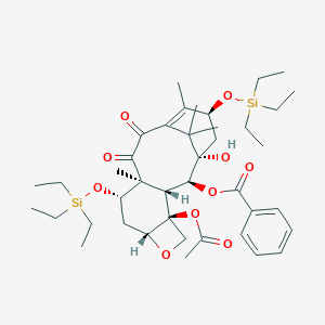molecular formula C41H62O10Si2 B117544 [(1S,2S,3R,4S,7R,9S,10S,15S)-4-Acetyloxy-1-hydroxy-10,14,17,17-tetramethyl-11,12-dioxo-9,15-bis(triethylsilyloxy)-6-oxatetracyclo[11.3.1.03,10.04,7]heptadec-13-en-2-yl] benzoate CAS No. 651293-82-2