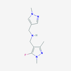 molecular formula C11H16FN5 B11754423 [(5-fluoro-1,3-dimethyl-1H-pyrazol-4-yl)methyl][(1-methyl-1H-pyrazol-4-yl)methyl]amine 