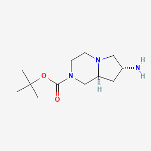 molecular formula C12H23N3O2 B11754433 tert-butyl (7R,8aS)-7-aminohexahydropyrrolo[1,2-a]pyrazine-2(1H)-carboxylate 