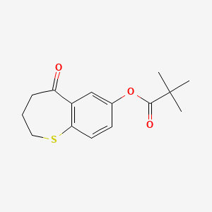 molecular formula C15H18O3S B11754482 5-Oxo-2,3,4,5-tetrahydrobenzo[b]thiepin-7-yl pivalate 