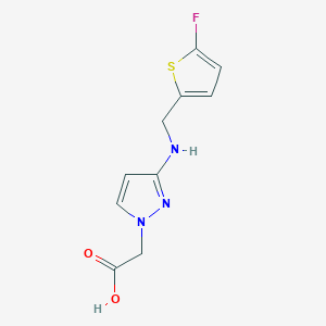 molecular formula C10H10FN3O2S B11754536 2-(3-{[(5-fluorothiophen-2-yl)methyl]amino}-1H-pyrazol-1-yl)acetic acid 