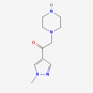 molecular formula C10H16N4O B11755089 1-(1-Methylpyrazol-4-yl)-2-piperazin-1-yl-ethanone 