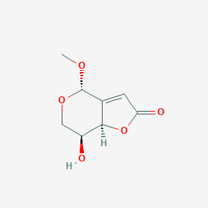 molecular formula C8H10O5 B117568 (4S,7S,7aR)-7-Hydroxy-4-methoxy-7,7a-dihydro-4H-furo[3,2-c]pyran-2(6H)-one CAS No. 123251-08-1