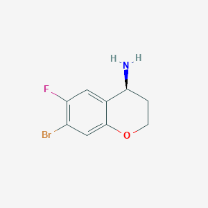 molecular formula C9H9BrFNO B11757577 (S)-7-Bromo-6-fluorochroman-4-amine 