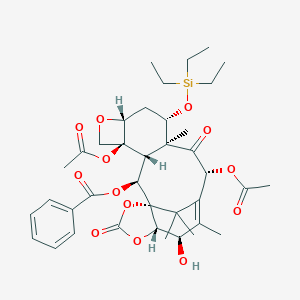 molecular formula C38H50O13Si B117576 [(1S,2S,3R,4S,7R,9S,10S,12R,15R,16S)-4,12-Diacetyloxy-15-hydroxy-10,14,20,20-tetramethyl-11,18-dioxo-9-triethylsilyloxy-6,17,19-trioxapentacyclo[11.6.1.01,16.03,10.04,7]icos-13-en-2-yl] benzoate CAS No. 186347-84-2