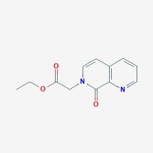 molecular formula C12H12N2O3 B11757701 Ethyl 2-(8-oxo-1,7-naphthyridin-7(8H)-yl)acetate 