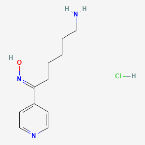 molecular formula C11H18ClN3O B11757713 (Z)-N-[6-amino-1-(pyridin-4-yl)hexylidene]hydroxylamine hydrochloride 