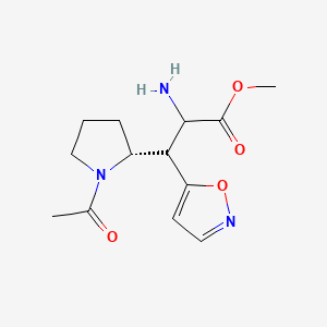 molecular formula C13H19N3O4 B11757754 methyl 3-[(2R)-1-acetylpyrrolidin-2-yl]-2-amino-3-(1,2-oxazol-5-yl)propanoate 