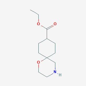 molecular formula C12H21NO3 B11757961 Ethyl 1-oxa-4-azaspiro[5.5]undecane-9-carboxylate 