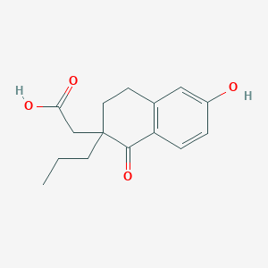molecular formula C15H18O4 B11758036 2-(6-Hydroxy-1-oxo-2-propyl-1,2,3,4-tetrahydronaphthalen-2-yl)acetic acid 