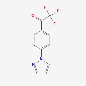 molecular formula C11H7F3N2O B11758059 Ethanone,2,2,2-trifluoro-1-[4-(1H-pyrazol-1-yl)phenyl]- 