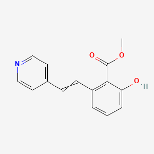 molecular formula C15H13NO3 B11758315 Methyl 2-hydroxy-6-[2-(pyridin-4-yl)ethenyl]benzoate 