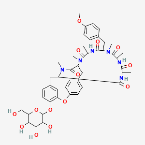 NCGC00384826-01_C46H58N6O14_(1S,4R,7S,10S,13S,16S)-10-(4-Methoxybenzyl)-4,7,9,13,15,29-hexamethyl-2,5,8,11,14,30-hexaoxo-22-oxa-3,6,9,12,15,29-hexaazatetracyclo[14.12.2.2~18,21~.1~23,27~]tritriaconta-18,20,23(31),24,26,32-hexaen-24-yl beta-D-glucopyranoside