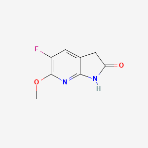 molecular formula C8H7FN2O2 B11758422 5-fluoro-6-methoxy-1H,2H,3H-pyrrolo[2,3-b]pyridin-2-one 