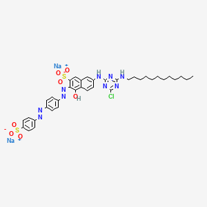 2-Naphthalenesulfonic acid, 7-((4-chloro-6-(dodecylamino)-1,3,5-triazin-2-yl)amino)-4-hydroxy-3-((4-((4-sulfophenyl)azo)phenyl)azo)-, disodium salt