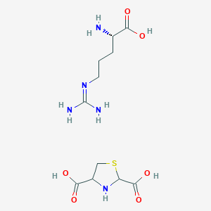 molecular formula C11H21N5O6S B011759 (S)-2-Amino-5-guanidinopentanoic acid thiazolidine-2,4-dicarboxylic acid (1:1) CAS No. 30986-62-0