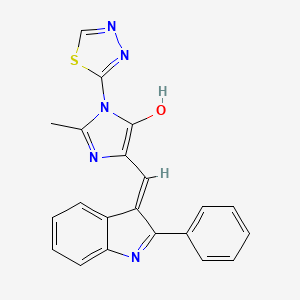 4H-Imidazol-4-one, 3,5-dihydro-2-methyl-5-((2-phenyl-1H-indol-3-yl)methylene)-3-(1,3,4-thiadiazol-2-yl)-