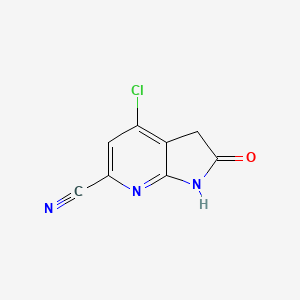 molecular formula C8H4ClN3O B11759358 4-chloro-2-oxo-1H,2H,3H-pyrrolo[2,3-b]pyridine-6-carbonitrile 