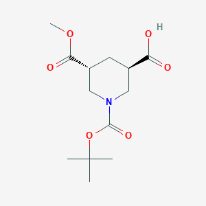 molecular formula C13H21NO6 B11759480 rel-(3R,5R)-1-(tert-Butoxycarbonyl)-5-(methoxycarbonyl)piperidine-3-carboxylic acid 