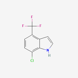 molecular formula C9H5ClF3N B11759519 7-chloro-4-(trifluoromethyl)-1H-indole CAS No. 1167055-96-0