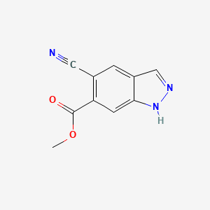 molecular formula C10H7N3O2 B11759699 Methyl 5-cyano-1H-indazole-6-carboxylate 
