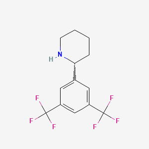 molecular formula C13H13F6N B11759825 (2R)-2-[3,5-bis(trifluoromethyl)phenyl]piperidine 