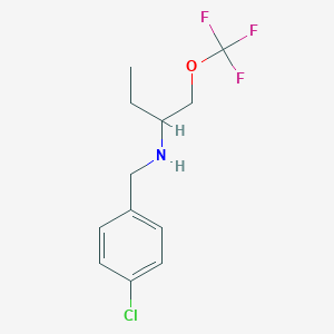 molecular formula C12H15ClF3NO B11760788 (4-Chloro-benzyl)-(1-trifluoromethoxymethylpropyl)-amine 