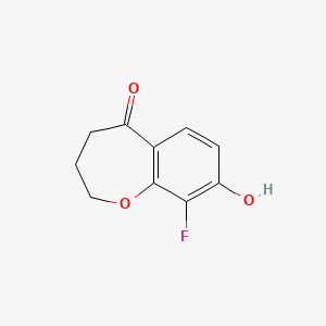 molecular formula C10H9FO3 B11761140 9-Fluoro-8-hydroxy-3,4-dihydrobenzo[b]oxepin-5(2H)-one 