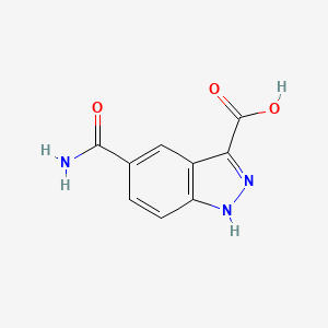 molecular formula C9H7N3O3 B11761484 5-Carbamoyl-1H-indazole-3-carboxylic acid 
