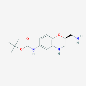 molecular formula C14H21N3O3 B11761751 tert-Butyl (S)-(2-(aminomethyl)-3,4-dihydro-2H-benzo[b][1,4]oxazin-6-yl)carbamate 