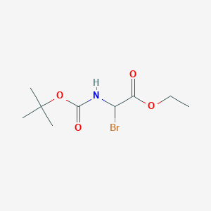 molecular formula C9H16BrNO4 B11761765 Ethyl 2-bromo-2-((tert-butoxycarbonyl)amino)acetate 