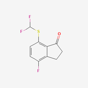 molecular formula C10H7F3OS B11761916 7-((Difluoromethyl)thio)-4-fluoro-2,3-dihydro-1H-inden-1-one 
