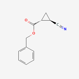 molecular formula C12H11NO2 B11762107 rel-Benzyl (1R,2R)-2-cyanocyclopropane-1-carboxylate 