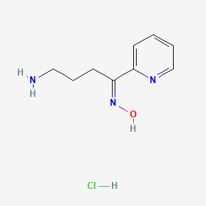 molecular formula C9H14ClN3O B11762277 (E)-N-[4-amino-1-(pyridin-2-yl)butylidene]hydroxylamine hydrochloride 