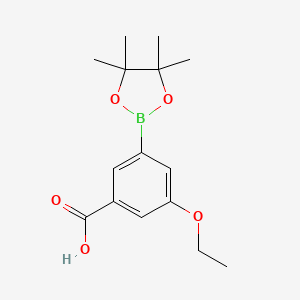 molecular formula C15H21BO5 B11762530 3-Ethoxy-5-(tetramethyl-1,3,2-dioxaborolan-2-yl)benzoic acid 