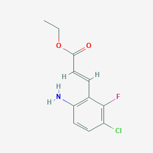 molecular formula C11H11ClFNO2 B11762590 Ethyl (E)-3-(6-amino-3-chloro-2-fluorophenyl)acrylate 