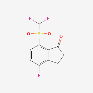 molecular formula C10H7F3O3S B11762742 7-((Difluoromethyl)sulfonyl)-4-fluoro-2,3-dihydro-1H-inden-1-one 