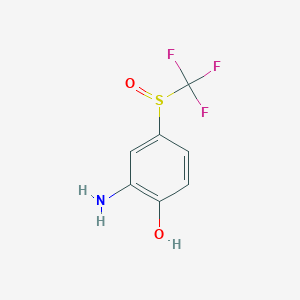 molecular formula C7H6F3NO2S B11763120 2-Amino-4-((trifluoromethyl)sulfinyl)phenol 